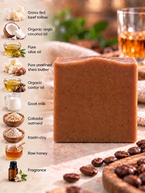 Coffee & Whiskey Beef Tallow Soap